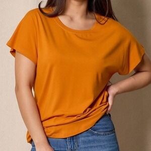 Sivana Bamboo Luxe Short Sleeve Dolman Soft Tee Mustard Orange Women's Large